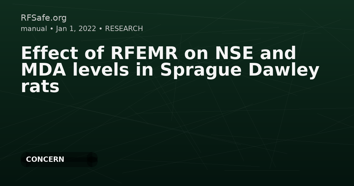 Effect of RFEMR on NSE and MDA levels in Sprague Dawley rats