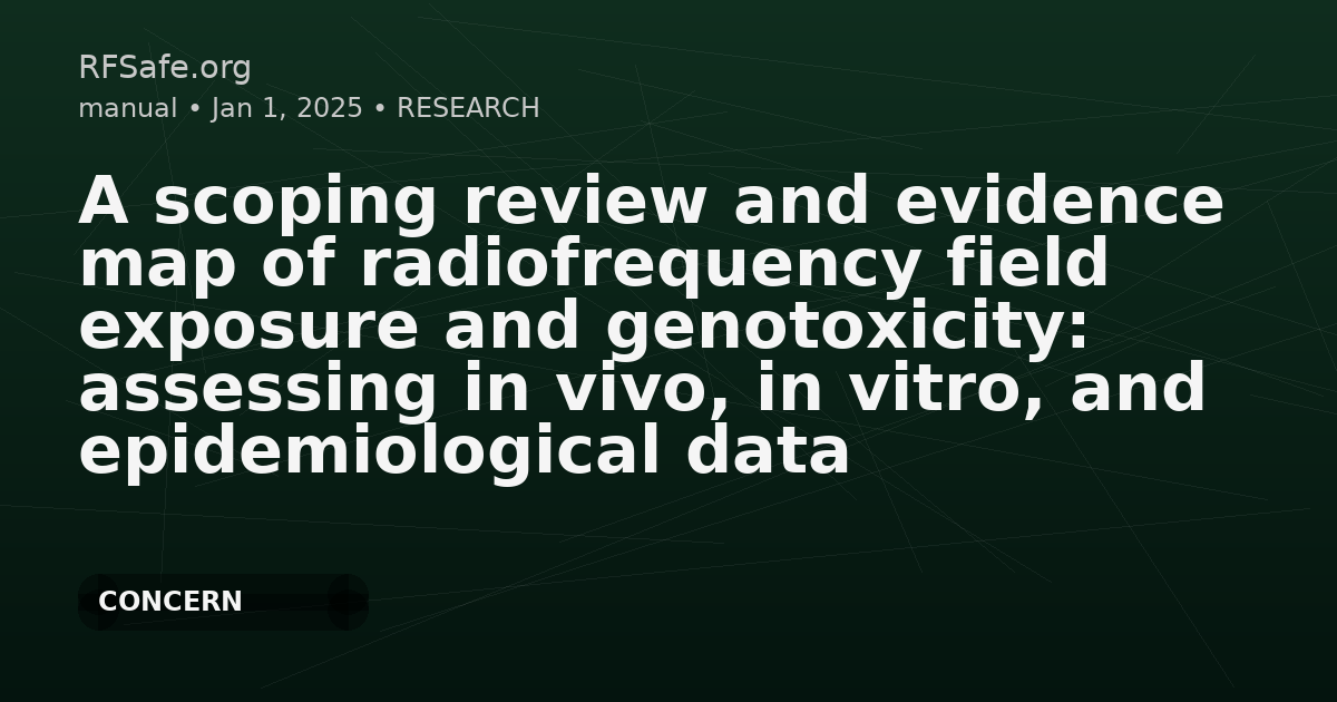 A scoping review and evidence map of radiofrequency field exposure and genotoxicity: assessing in vivo, in vitro, and epidemiological data
