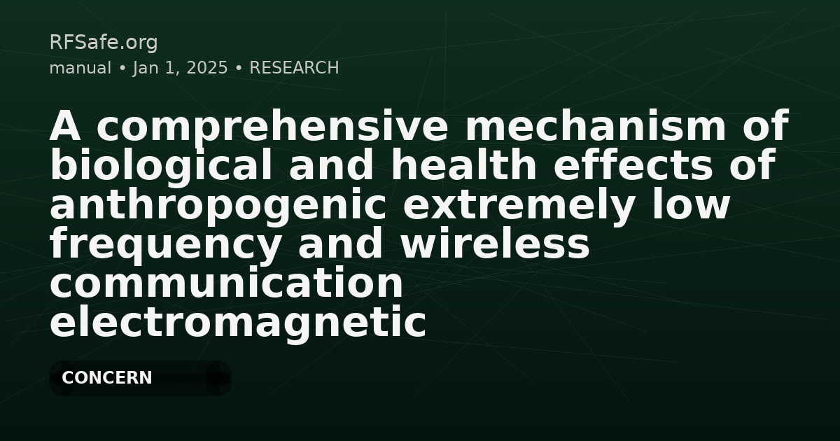 A comprehensive mechanism of biological and health effects of anthropogenic extremely low frequency and wireless communication electromagnetic fields