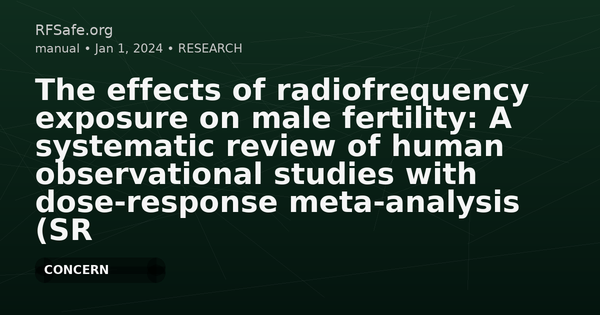 The effects of radiofrequency exposure on male fertility: A systematic review of human observational studies with dose-response meta-analysis (SR 3)