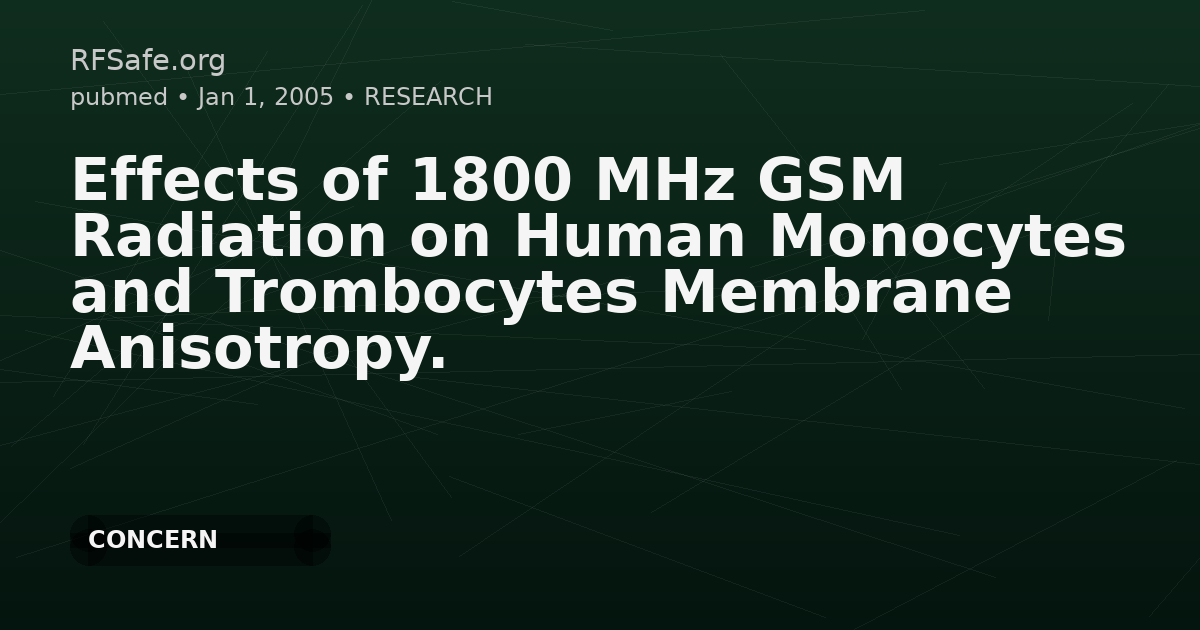 Effects of 1800 MHz GSM Radiation on Human Monocytes and Trombocytes Membrane Anisotropy.