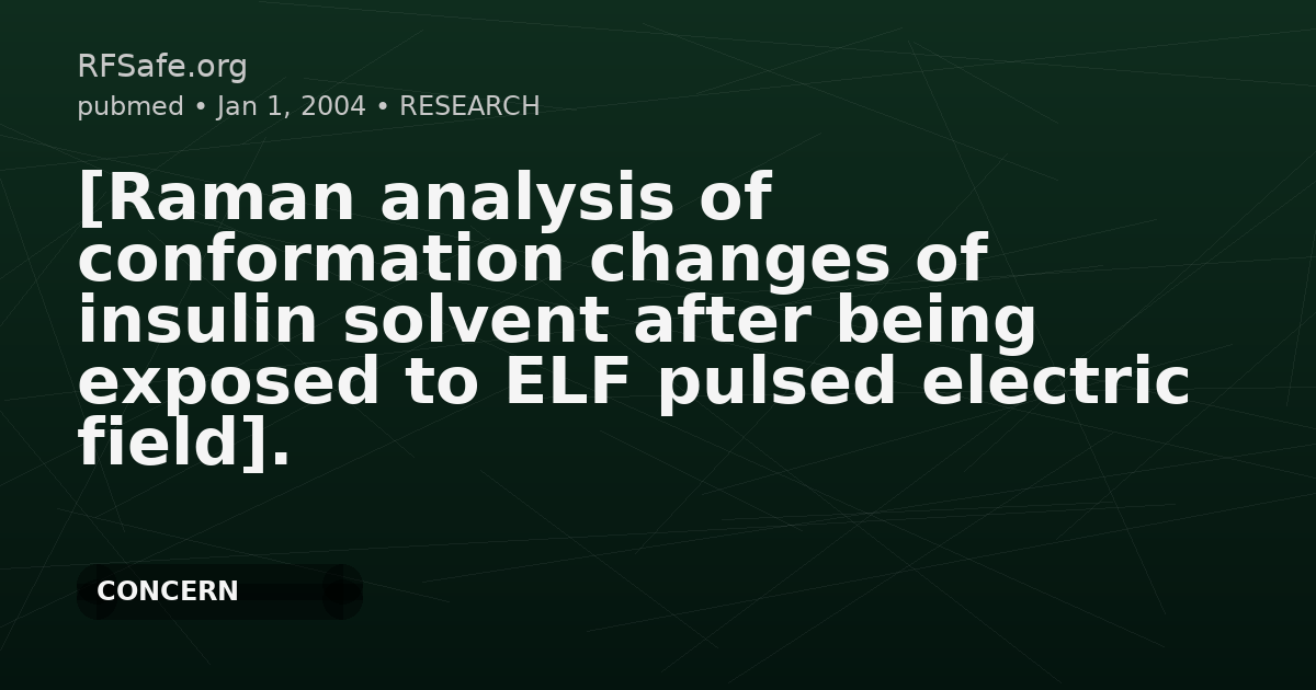 [Raman analysis of conformation changes of insulin solvent after being exposed to ELF pulsed electric field].