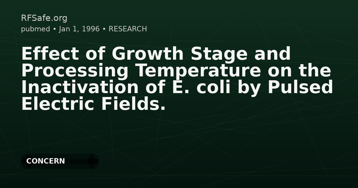 Effect of Growth Stage and Processing Temperature on the Inactivation of E. coli by Pulsed Electric Fields.