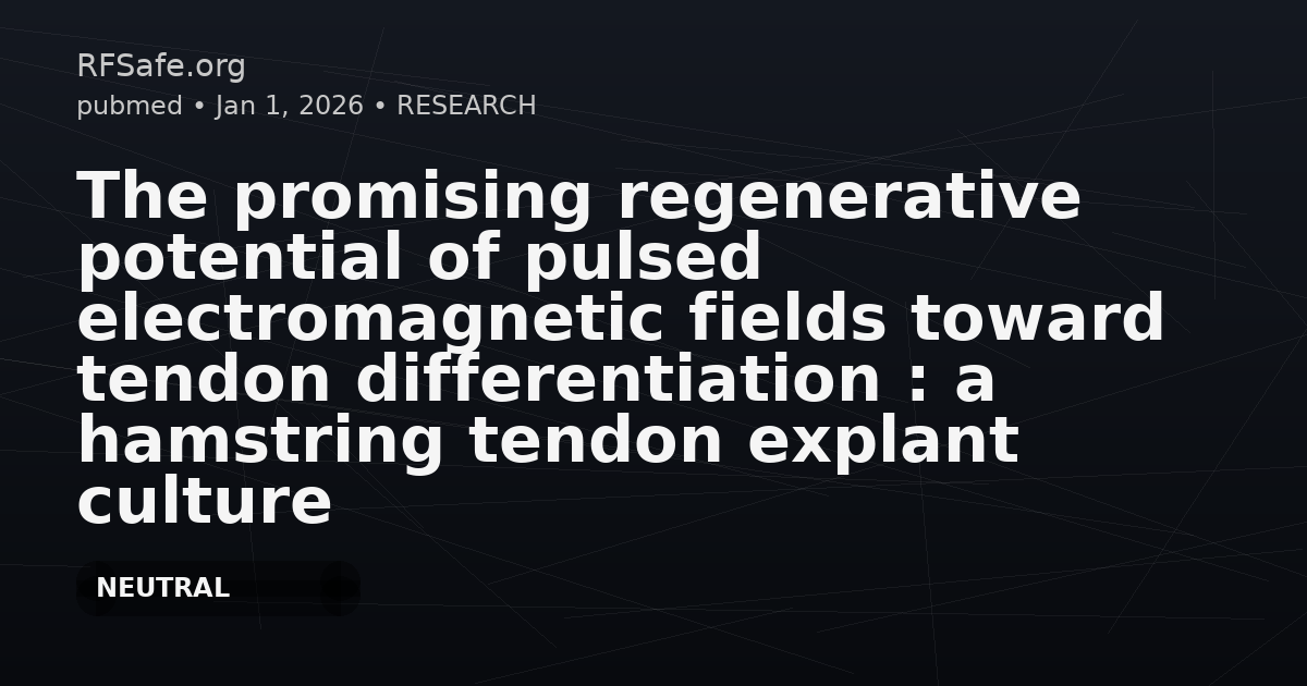 The promising regenerative potential of pulsed electromagnetic fields toward tendon differentiation : a hamstring tendon explant culture study.