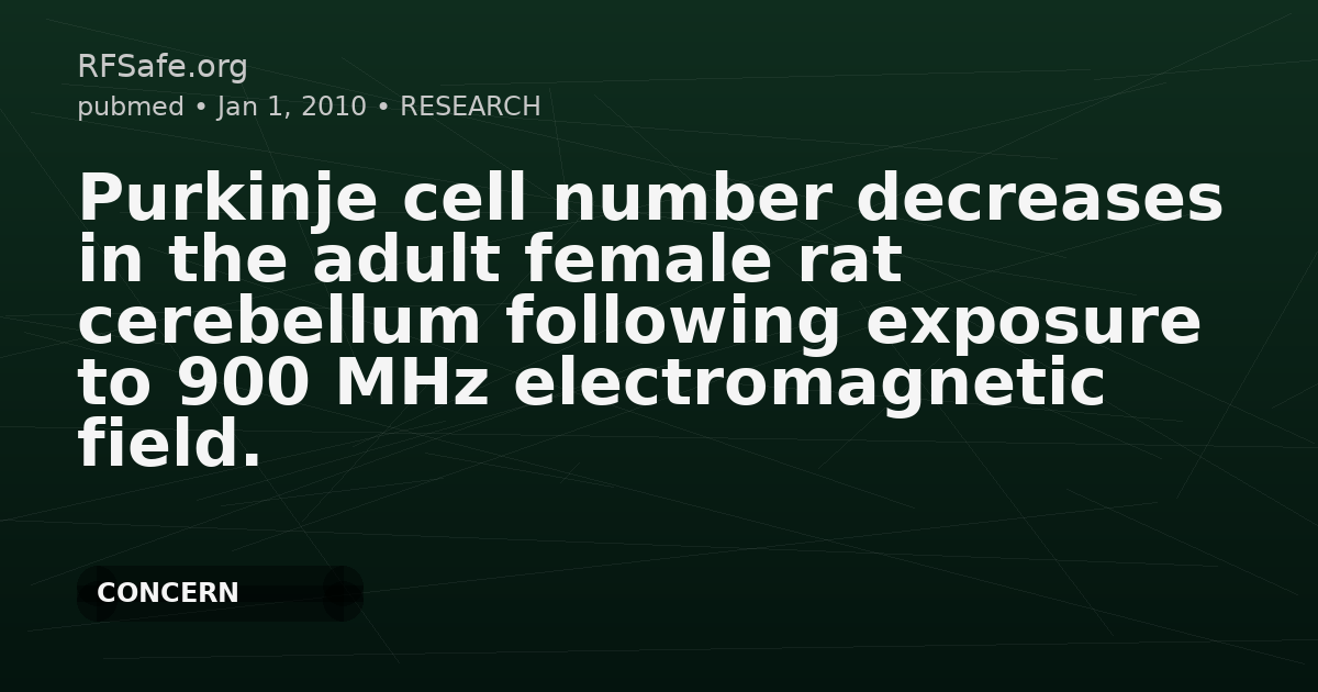 Purkinje cell number decreases in the adult female rat cerebellum following exposure to 900 MHz electromagnetic field.