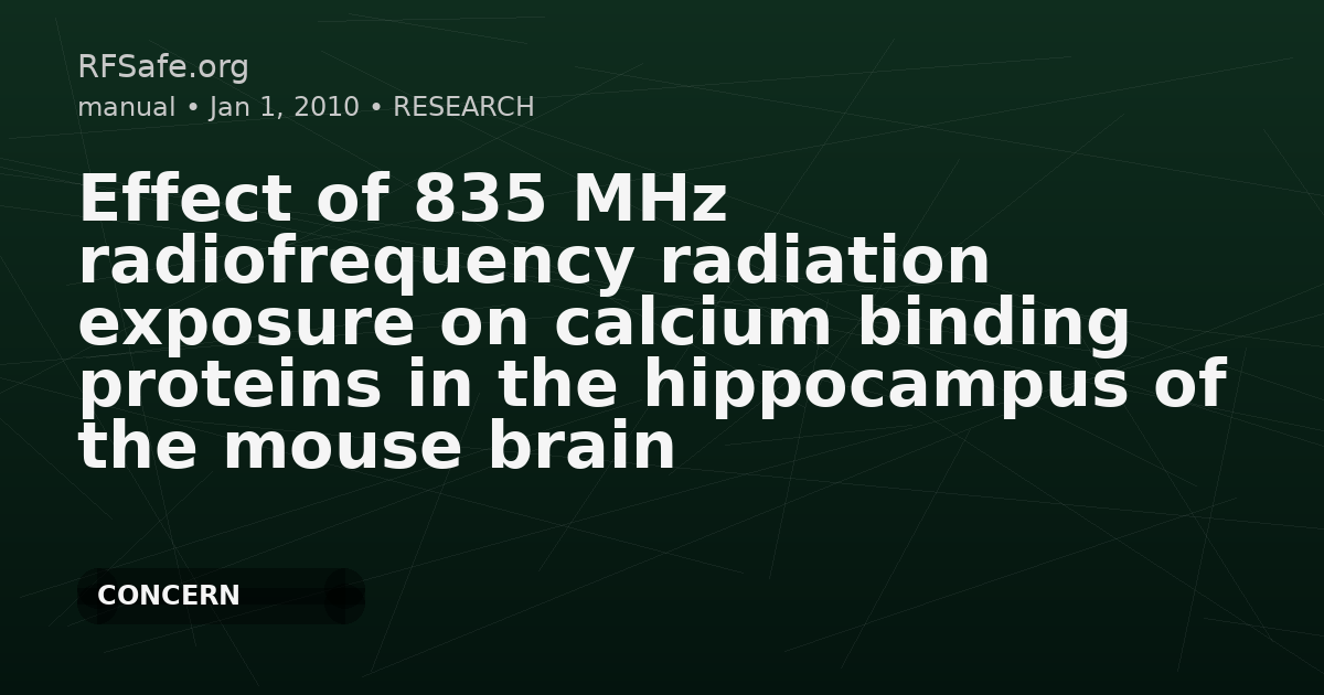 Effect of 835 MHz radiofrequency radiation exposure on calcium binding proteins in the hippocampus of the mouse brain