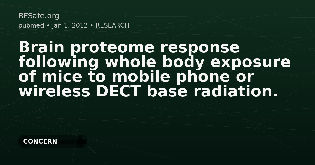 Brain proteome response following whole body exposure of mice to mobile phone or wireless DECT base radiation.
