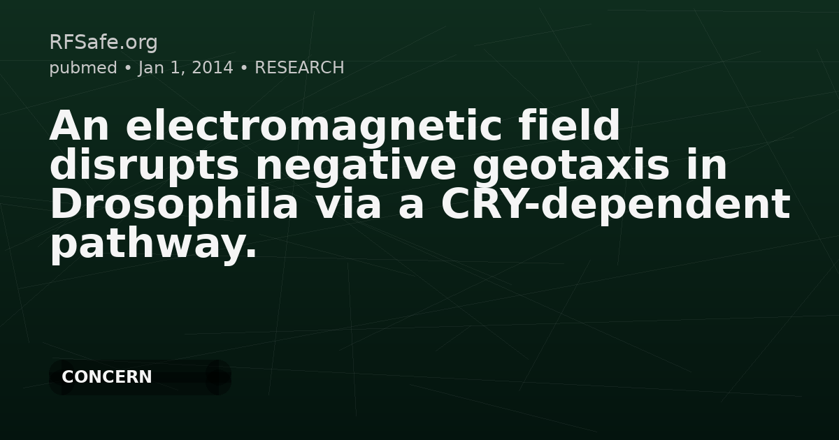An electromagnetic field disrupts negative geotaxis in Drosophila via a CRY-dependent pathway.