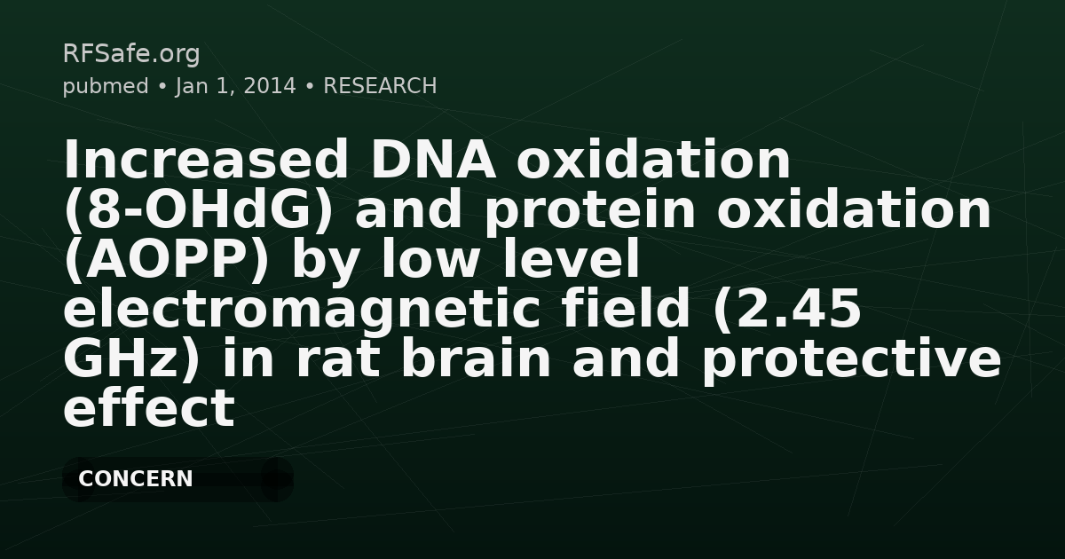 Increased DNA oxidation (8-OHdG) and protein oxidation (AOPP) by low level electromagnetic field (2.45 GHz) in rat brain and protective effect of garlic.