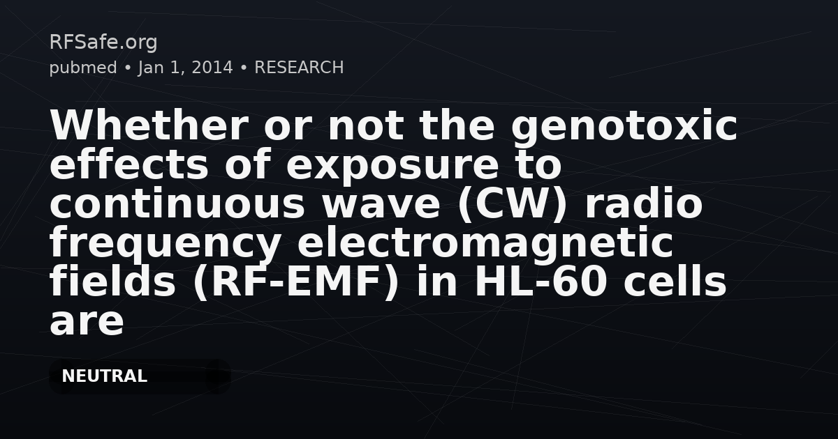 Whether or not the genotoxic effects of exposure to continuous wave (CW) radio frequency electromagnetic fields (RF-EMF) in HL-60 cells are reproducible, is still an open question.