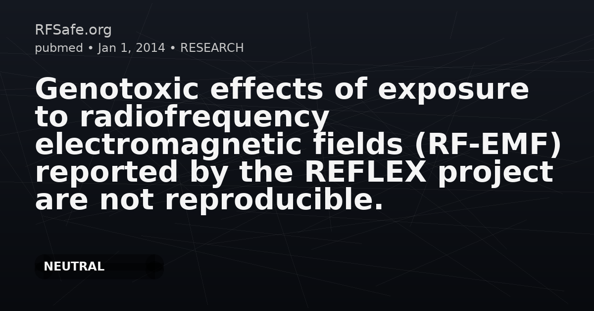 Genotoxic effects of exposure to radiofrequency electromagnetic fields (RF-EMF) reported by the REFLEX project are not reproducible.