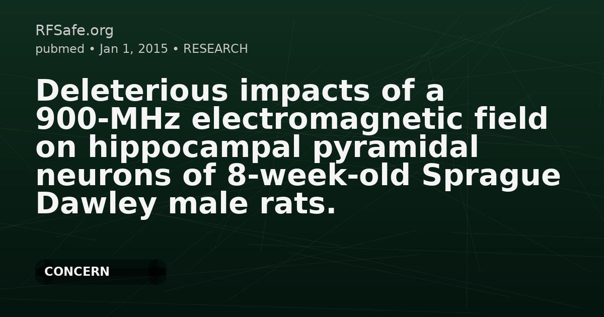Deleterious impacts of a 900-MHz electromagnetic field on hippocampal pyramidal neurons of 8-week-old Sprague Dawley male rats.