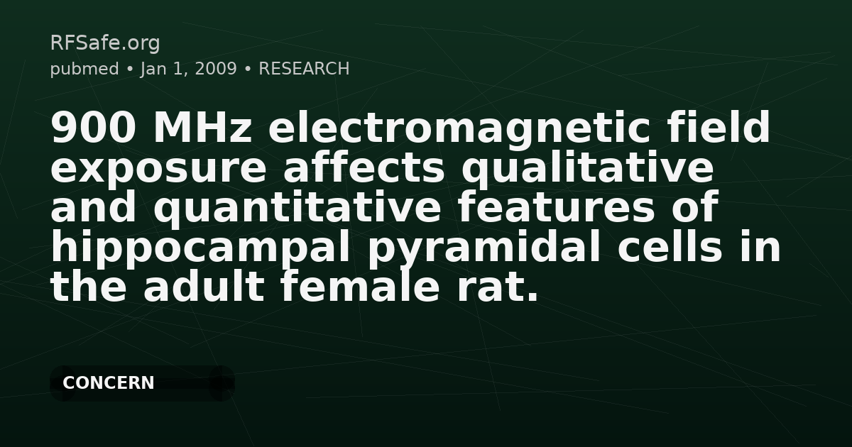 900 MHz electromagnetic field exposure affects qualitative and quantitative features of hippocampal pyramidal cells in the adult female rat.