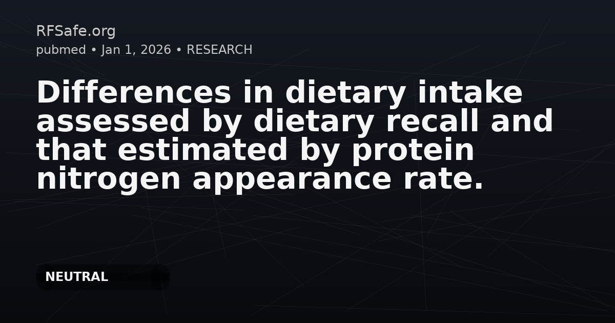 Differences in dietary intake assessed by dietary recall and that estimated by protein nitrogen appearance rate.
