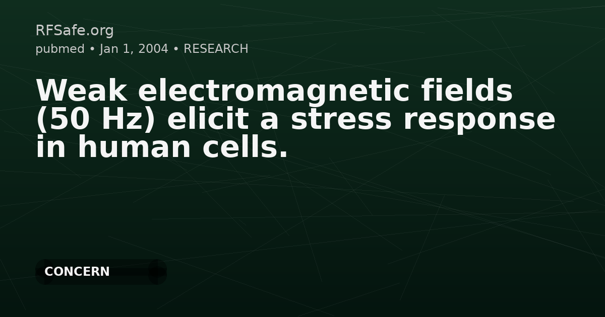 Weak electromagnetic fields (50 Hz) elicit a stress response in human cells.