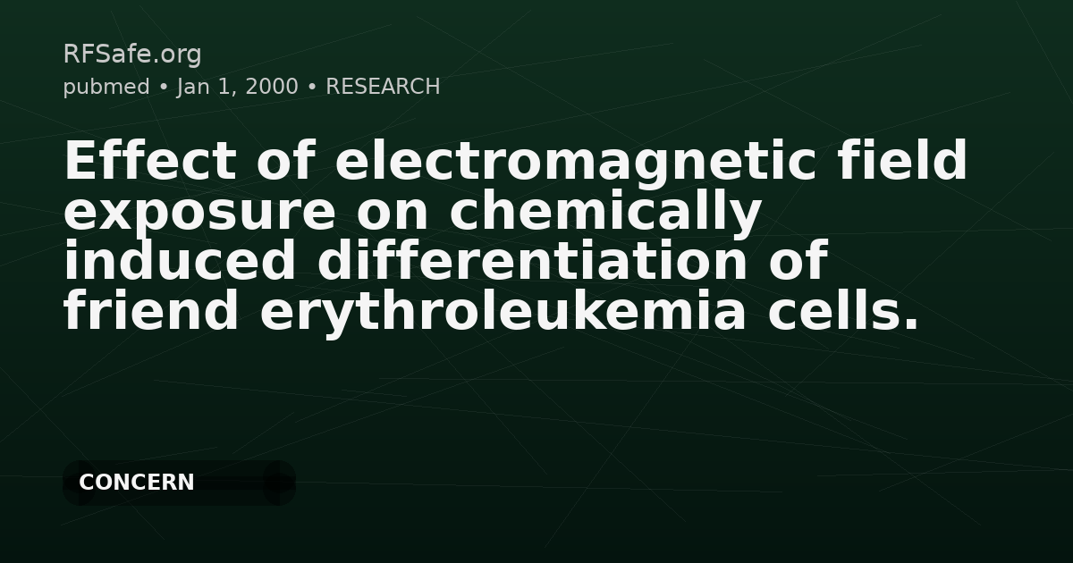 Effect of electromagnetic field exposure on chemically induced differentiation of friend erythroleukemia cells.