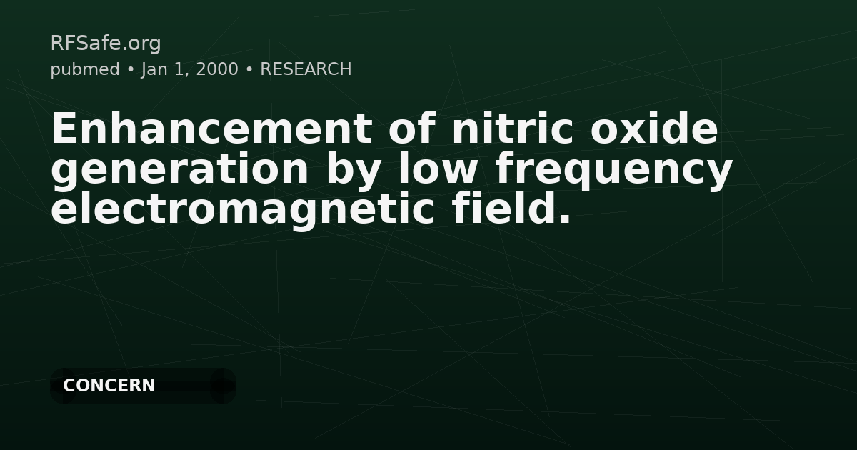 Enhancement of nitric oxide generation by low frequency electromagnetic field.