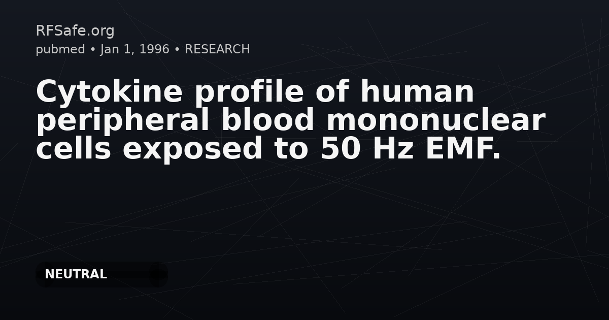 Cytokine profile of human peripheral blood mononuclear cells exposed to 50 Hz EMF.