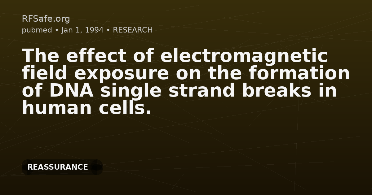The effect of electromagnetic field exposure on the formation of DNA single strand breaks in human cells.
