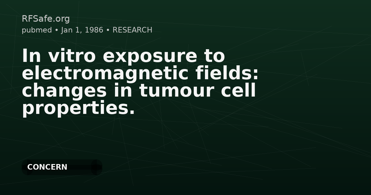 In vitro exposure to electromagnetic fields: changes in tumour cell properties.