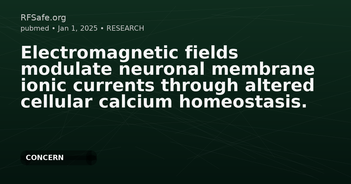 Electromagnetic fields modulate neuronal membrane ionic currents through altered cellular calcium homeostasis.