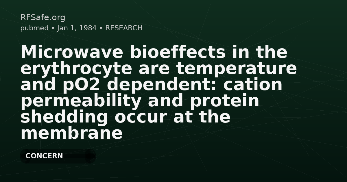 Microwave bioeffects in the erythrocyte are temperature and pO2 dependent: cation permeability and protein shedding occur at the membrane phase transition.