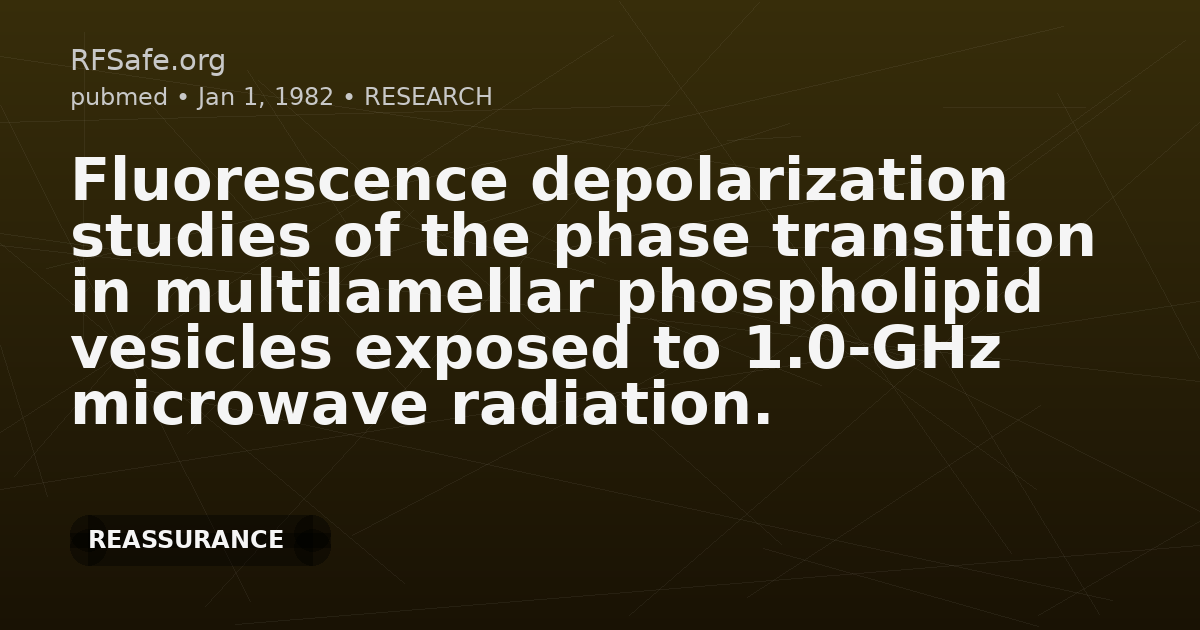 Fluorescence depolarization studies of the phase transition in multilamellar phospholipid vesicles exposed to 1.0-GHz microwave radiation.