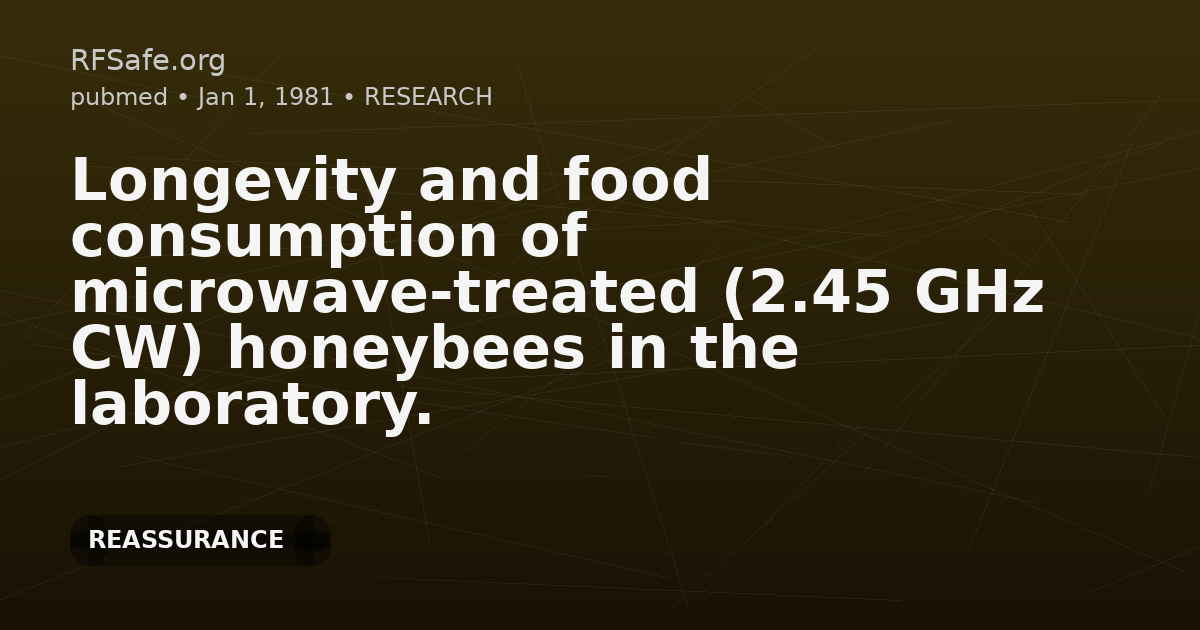 Longevity and food consumption of microwave-treated (2.45 GHz CW) honeybees in the laboratory.