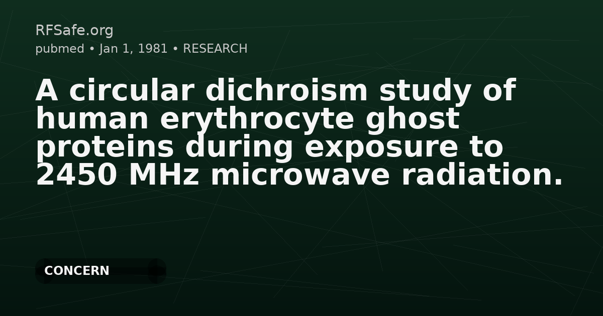 A circular dichroism study of human erythrocyte ghost proteins during exposure to 2450 MHz microwave radiation.
