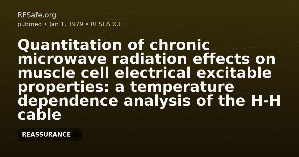 Quantitation of chronic microwave radiation effects on muscle cell electrical excitable properties: a temperature dependence analysis of the H-H cable and membrane current parameters of irradiated cells.