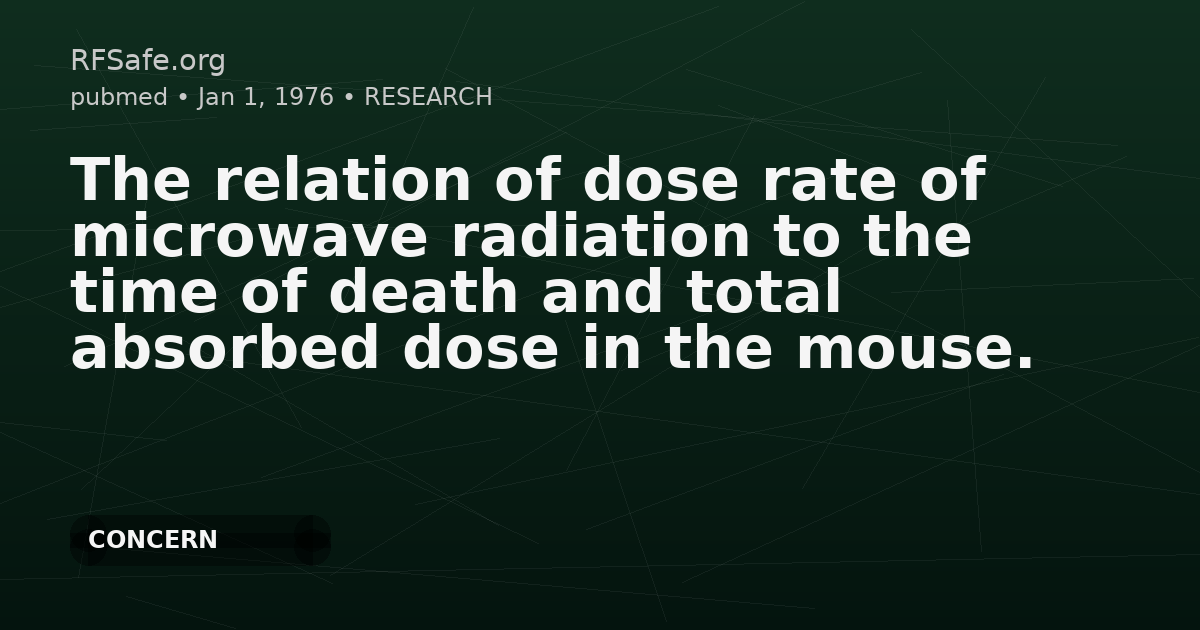 The relation of dose rate of microwave radiation to the time of death and total absorbed dose in the mouse.