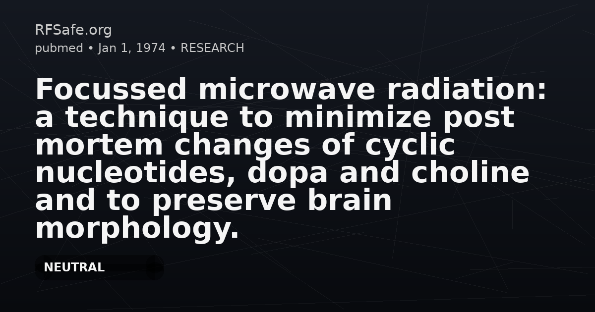 Focussed microwave radiation: a technique to minimize post mortem changes of cyclic nucleotides, dopa and choline and to preserve brain morphology.