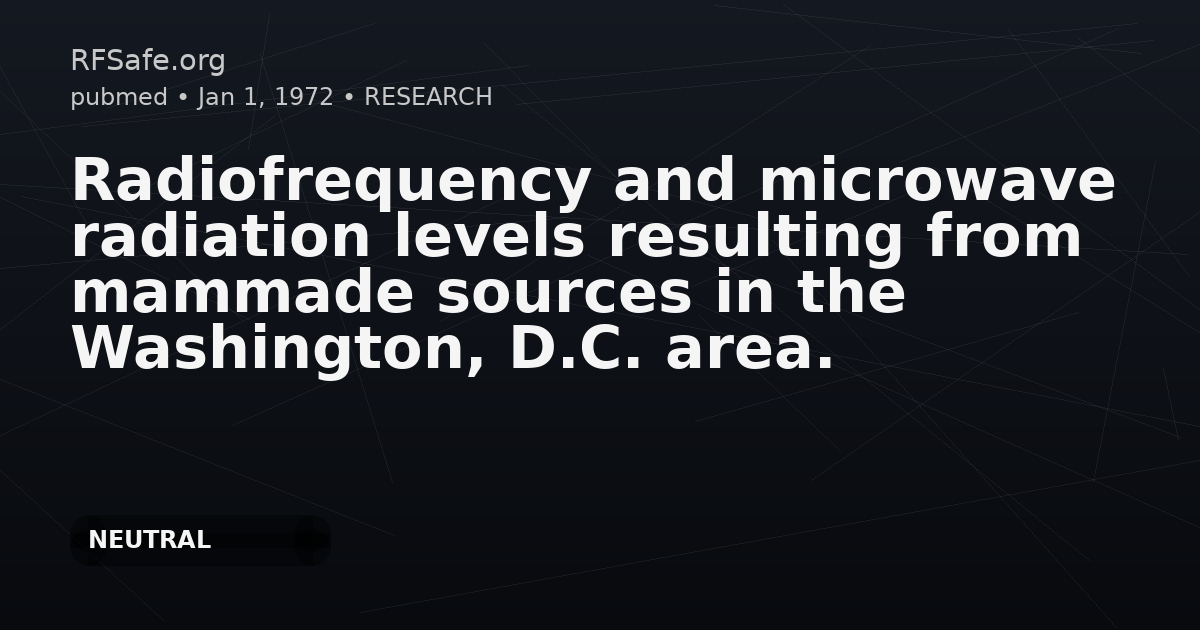 Radiofrequency and microwave radiation levels resulting from mammade sources in the Washington, D.C. area.
