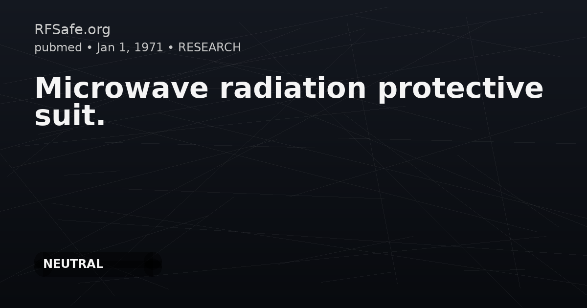 Microwave radiation protective suit.