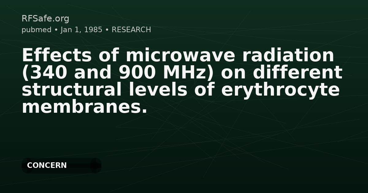Effects of microwave radiation (340 and 900 MHz) on different structural levels of erythrocyte membranes.