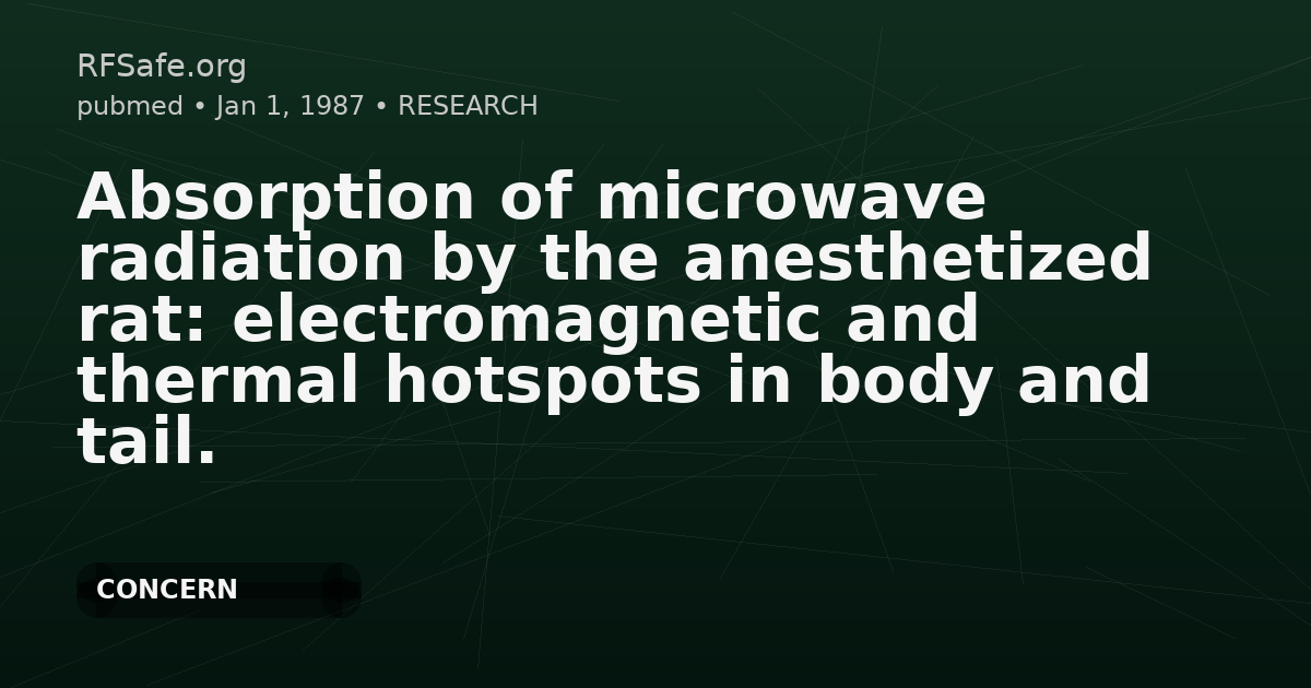 Absorption of microwave radiation by the anesthetized rat: electromagnetic and thermal hotspots in body and tail.