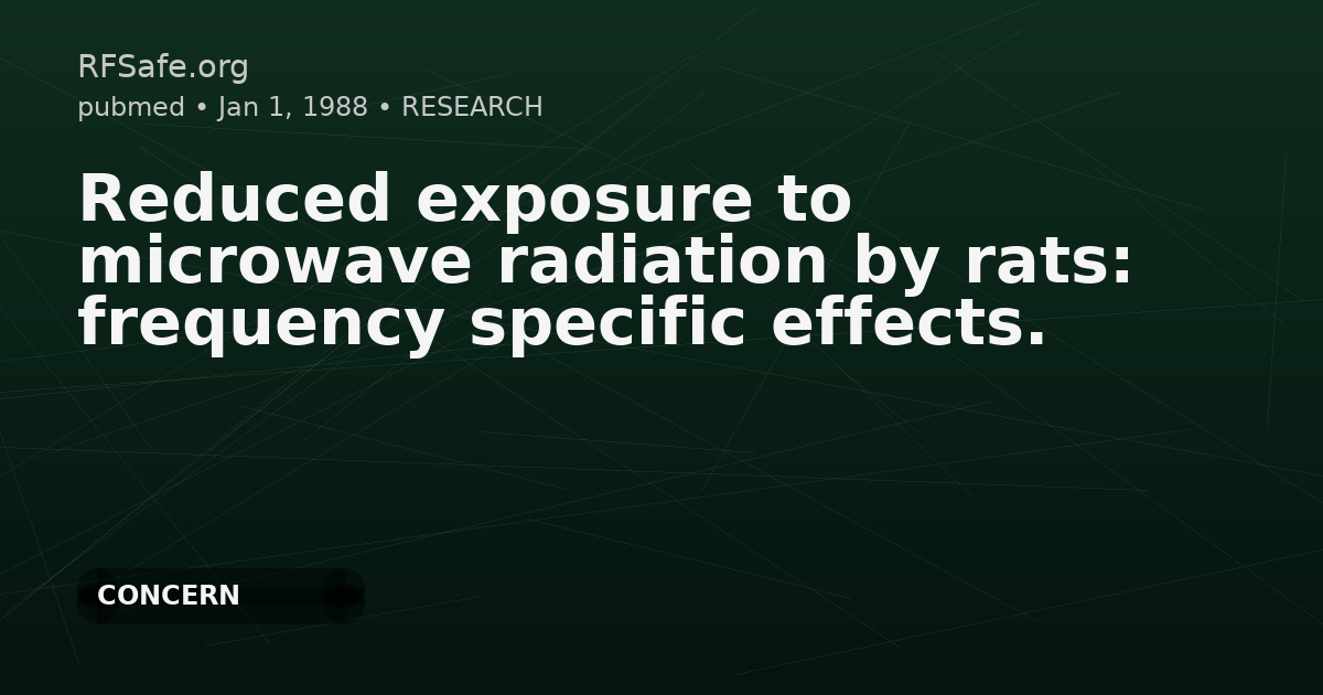 Reduced exposure to microwave radiation by rats: frequency specific effects.