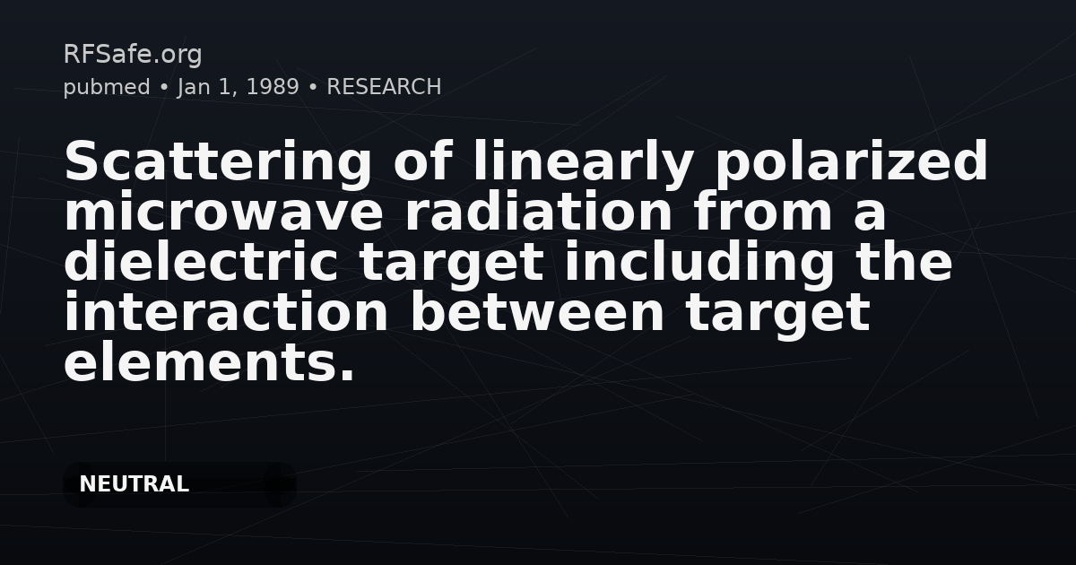Scattering of linearly polarized microwave radiation from a dielectric target including the interaction between target elements.