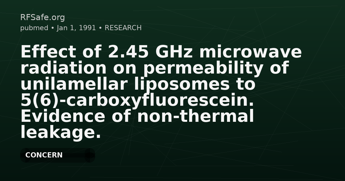 Effect of 2.45 GHz microwave radiation on permeability of unilamellar liposomes to 5(6)-carboxyfluorescein. Evidence of non-thermal leakage.