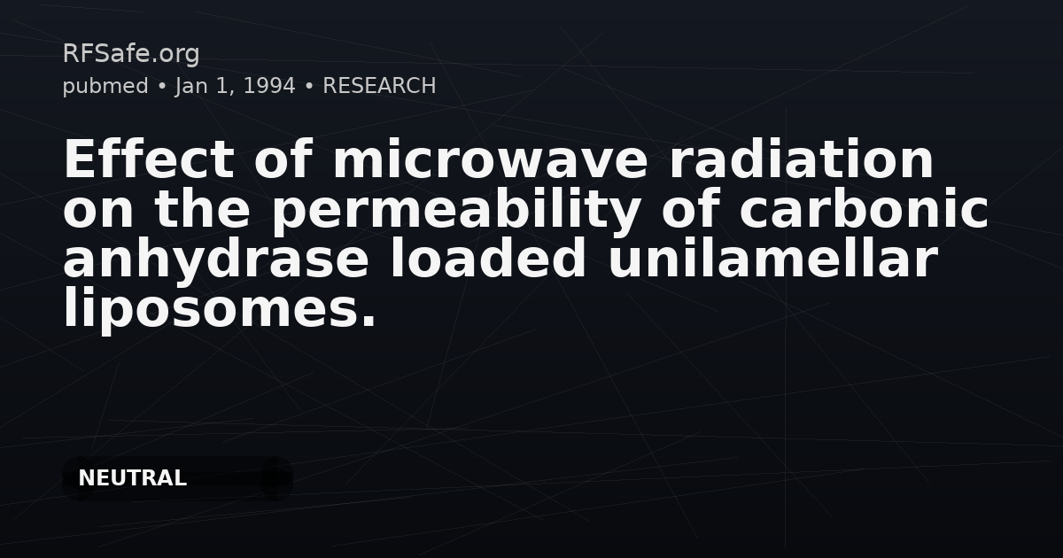Effect of microwave radiation on the permeability of carbonic anhydrase loaded unilamellar liposomes.