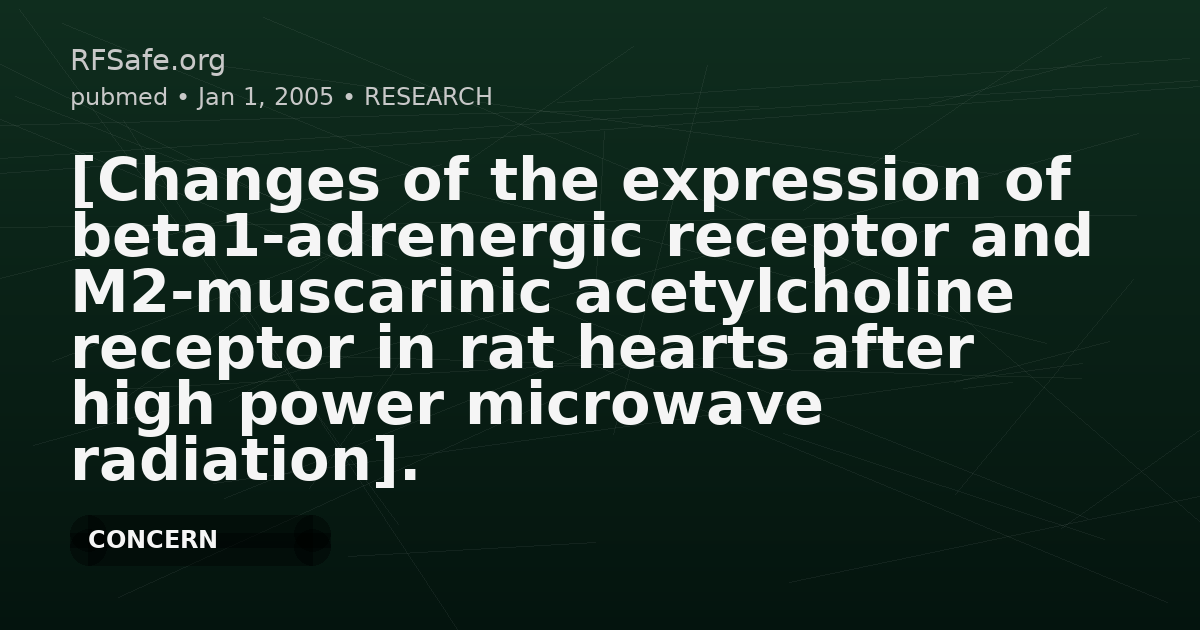 [Changes of the expression of beta1-adrenergic receptor and M2-muscarinic acetylcholine receptor in rat hearts after high power microwave radiation].