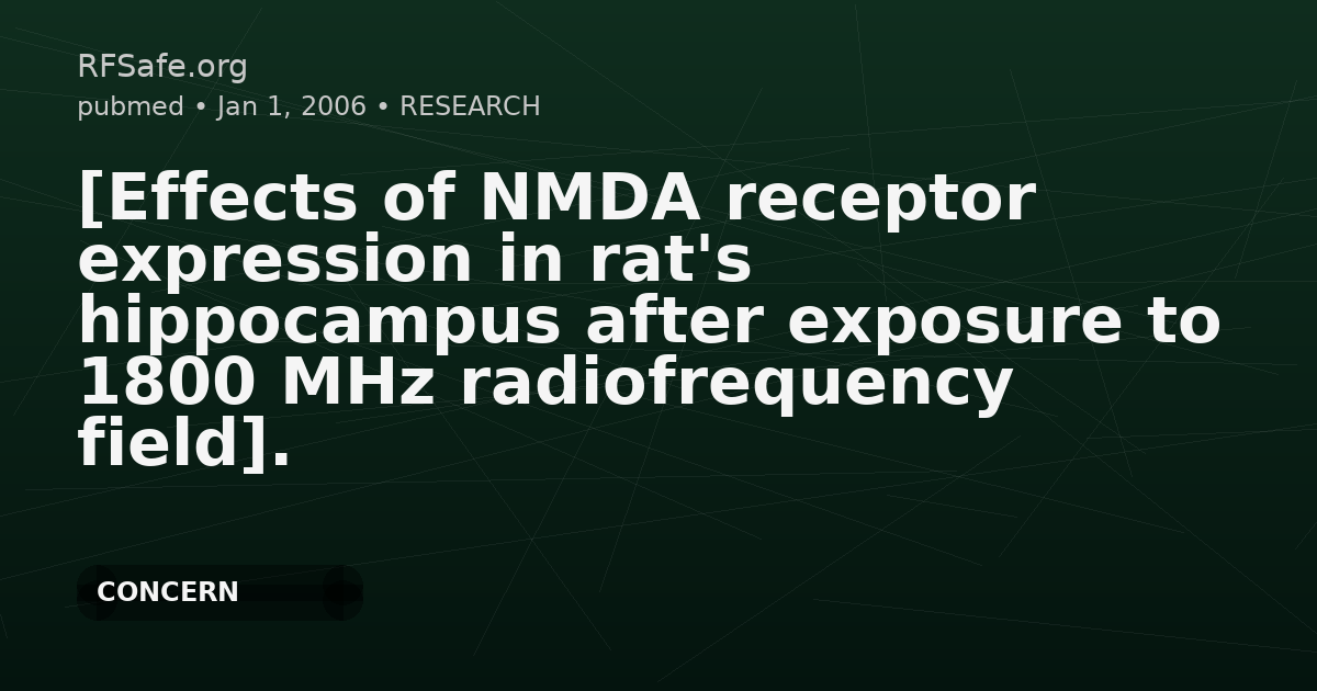[Effects of NMDA receptor expression in rat's hippocampus after exposure to 1800 MHz radiofrequency field].