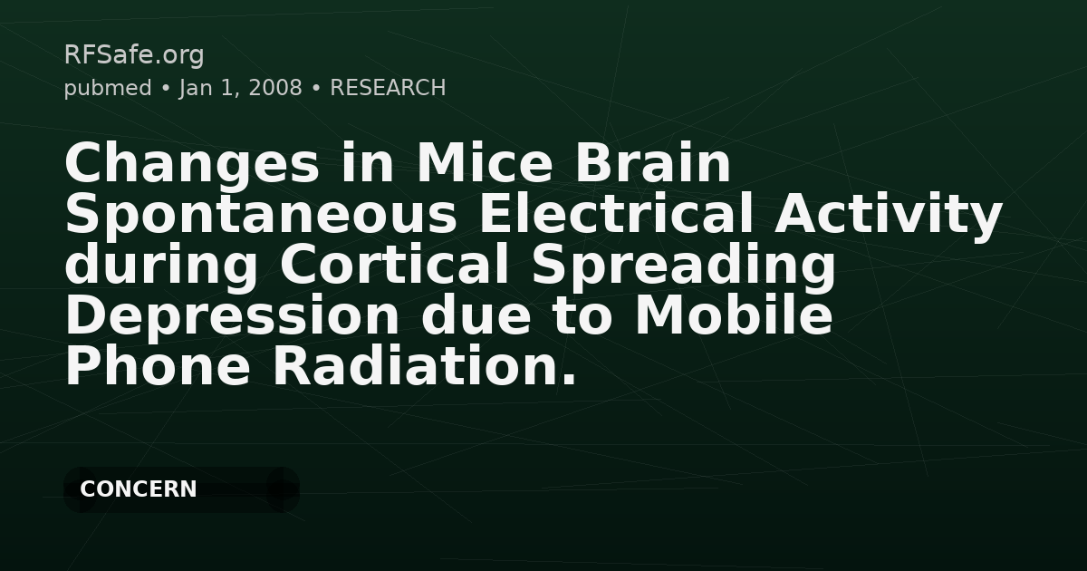 Changes in Mice Brain Spontaneous Electrical Activity during Cortical Spreading Depression due to Mobile Phone Radiation.