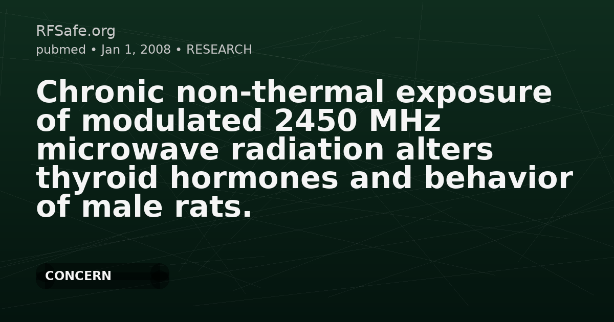 Chronic non-thermal exposure of modulated 2450 MHz microwave radiation alters thyroid hormones and behavior of male rats.