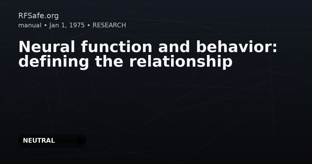 Neural function and behavior: defining the relationship