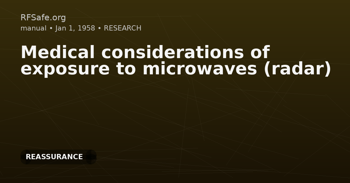 Medical considerations of exposure to microwaves (radar)