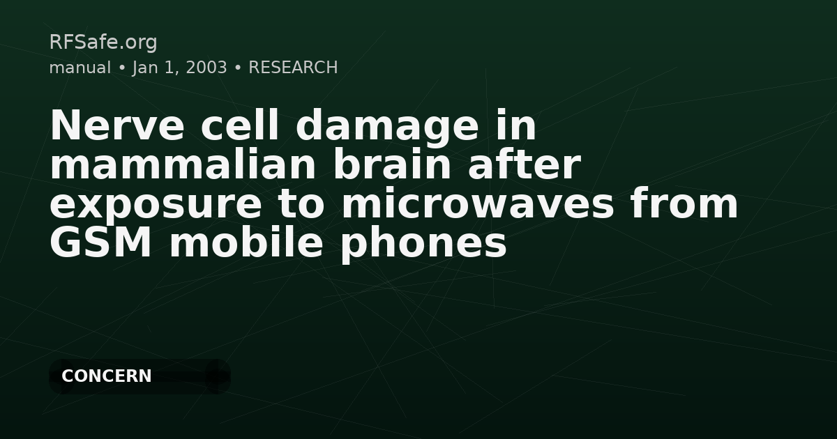 Nerve cell damage in mammalian brain after exposure to microwaves from GSM mobile phones