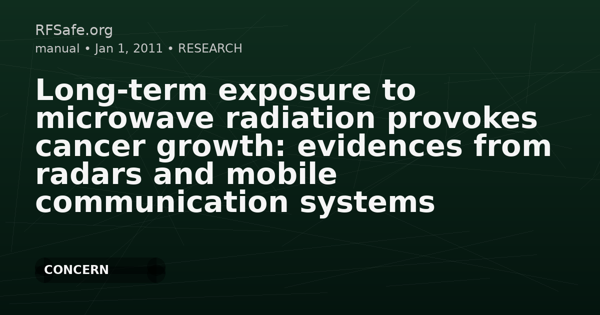 Long-term exposure to microwave radiation provokes cancer growth: evidences from radars and mobile communication systems