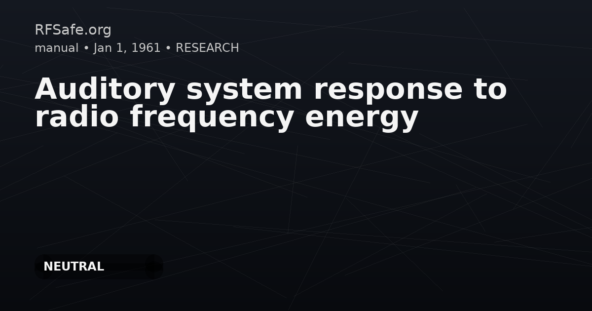 Auditory system response to radio frequency energy