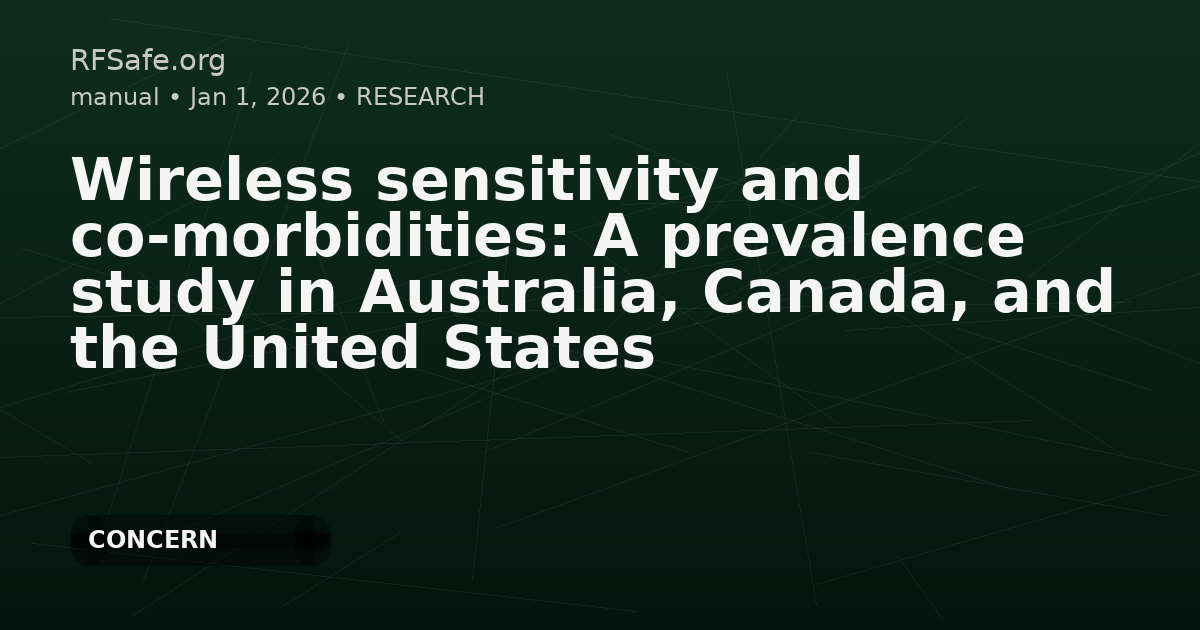 Wireless sensitivity and co-morbidities: A prevalence study in Australia, Canada, and the United States